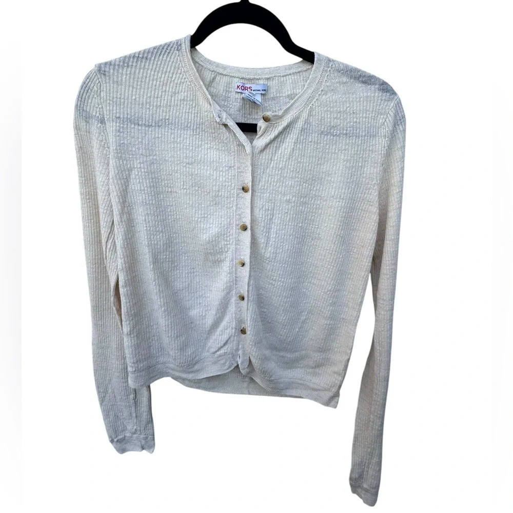 Michael Kors Lightweight Cream Cropped Cardigan size Small - Picture 5 of 8